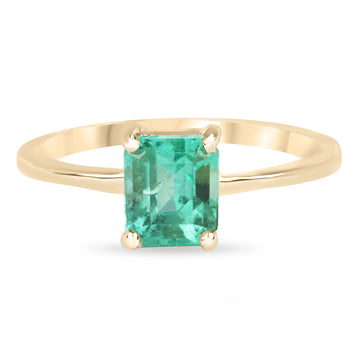 Modern 1.20 Carat Emerald Cut Solitaire Gold Engagement Ring Yellow Gold 14K