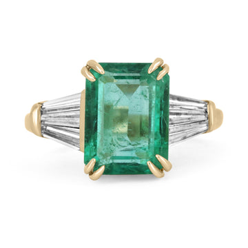 4.76tcw Emerald Cut Emerald & Tapered Baguette Diamond 18K