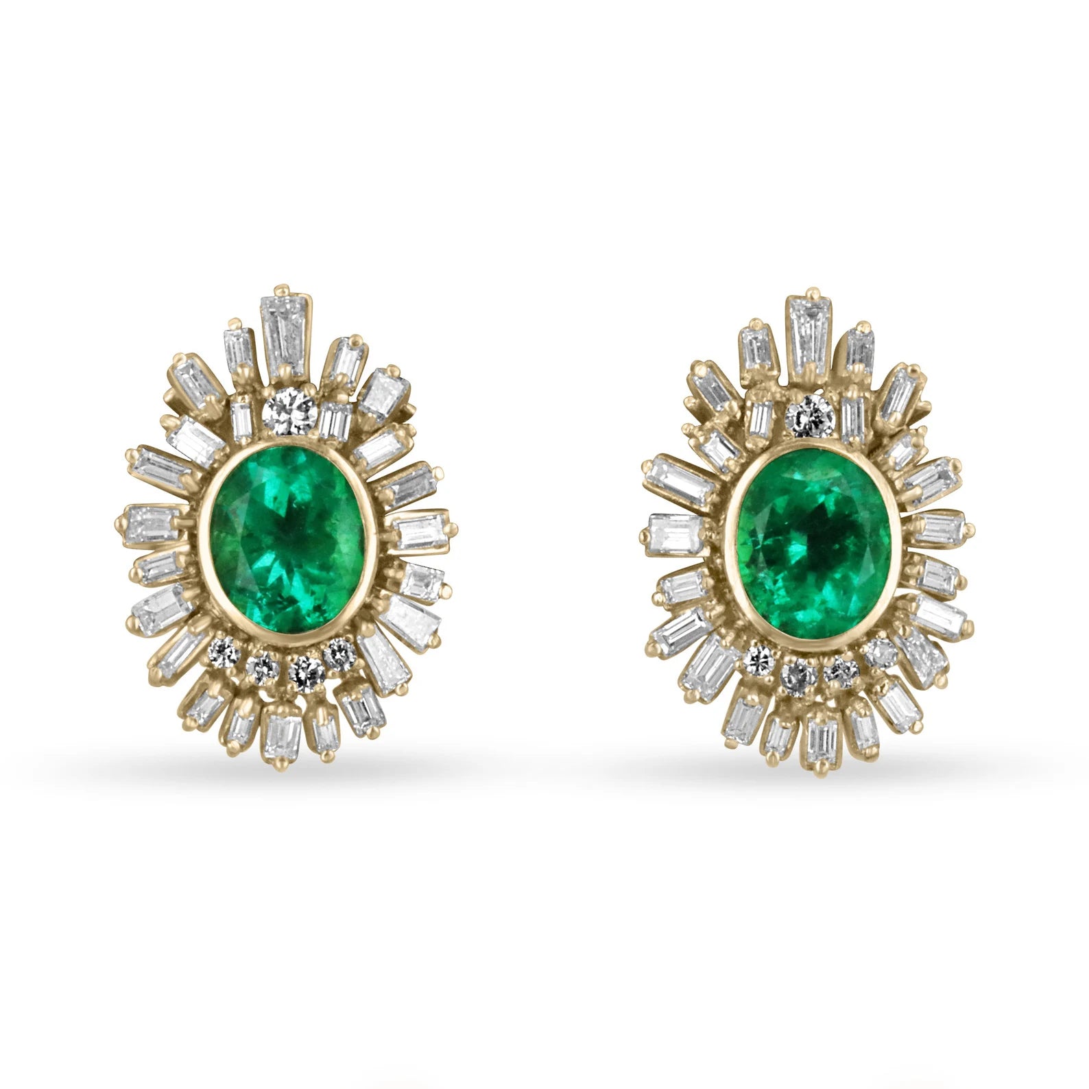 12.20tcw AAA+ Oval Colombian Emerald & Diamond Statement Earrings - JR Colombian Emeralds