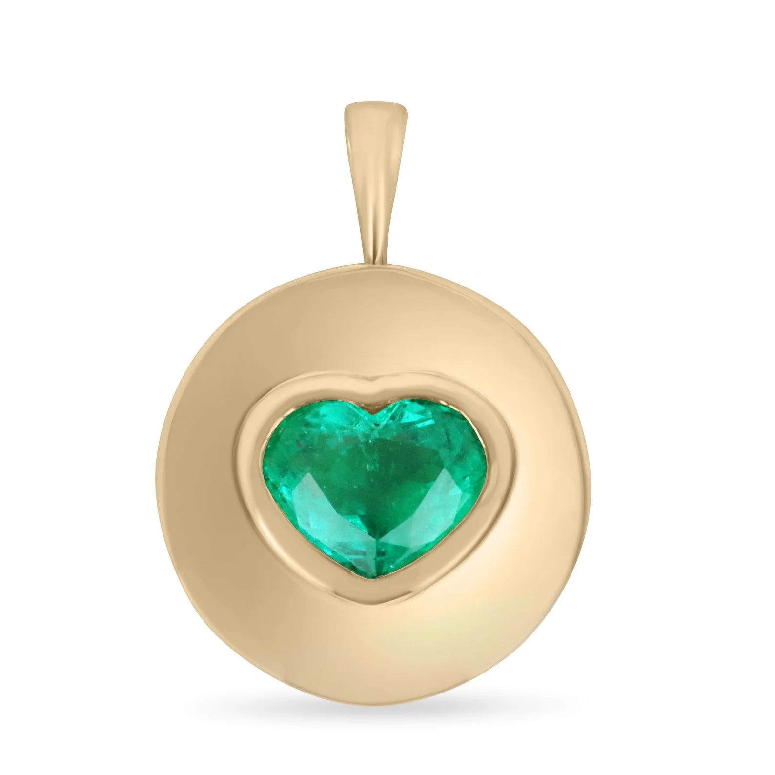 2.30cts 18K Emerald Heart Signet Pendant - JR Colombian Emeralds