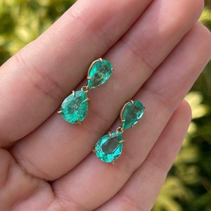 6.56tcw Emerald 18K Yellow Gold Earrings