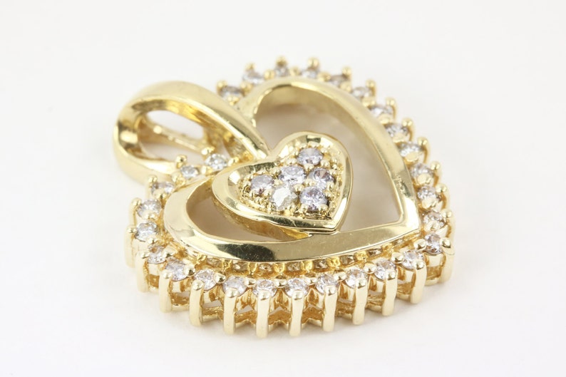 14K Natural Diamond Heart Round Cut Yellow