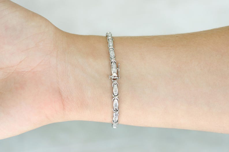 Diamond Baguette White Gold Tennis Bracelet