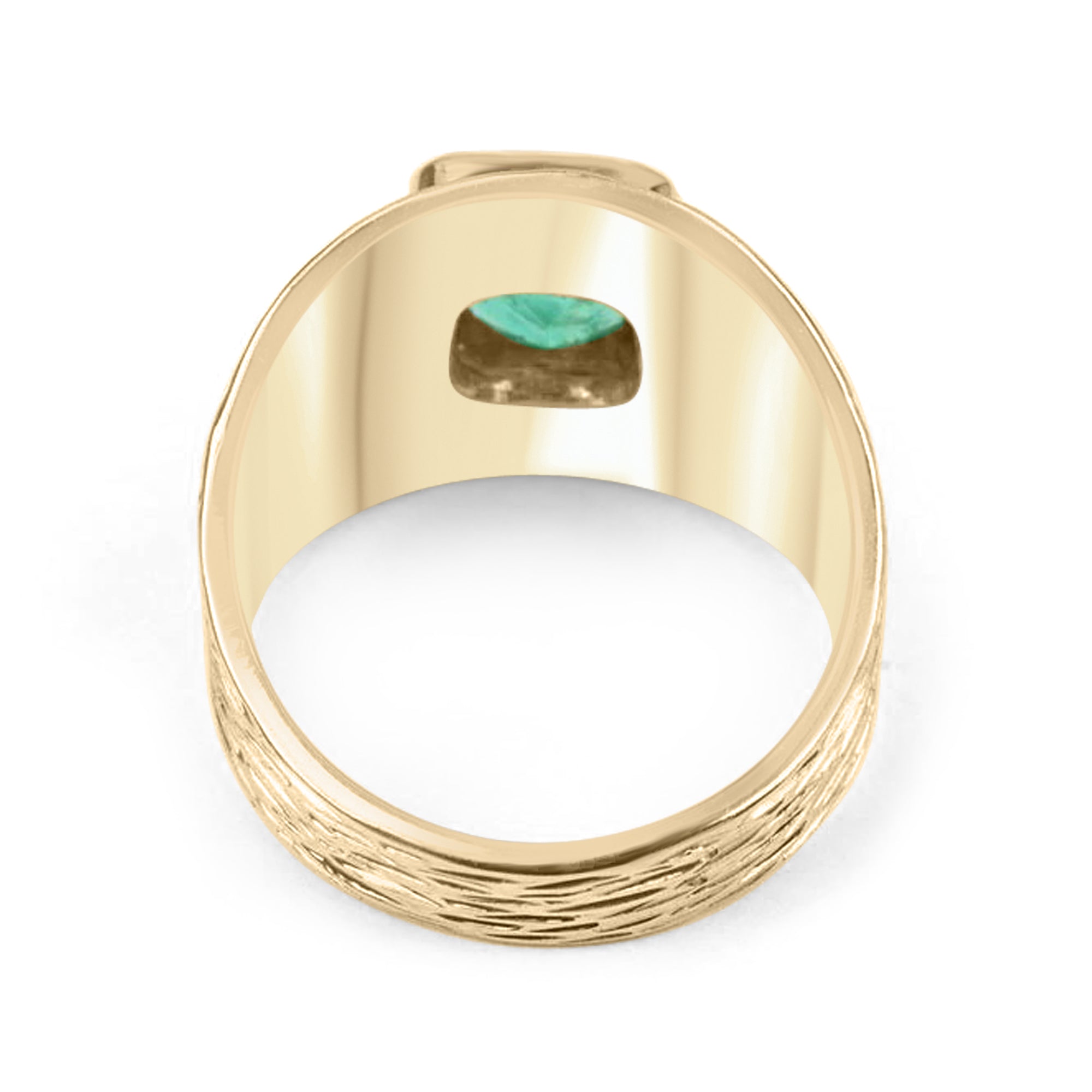 1.30cts 14K Colombian Emerald & Diamond Natural Transparent Mens Ring - JR Colombian Emeralds