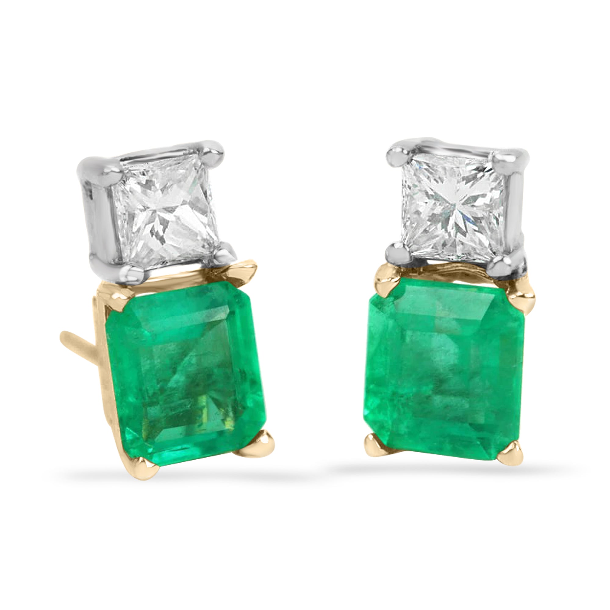 3.0TCW 18K Fine Quality Colombian Emerald & Diamond Natural Translucent Earrings - JR Colombian Emeralds