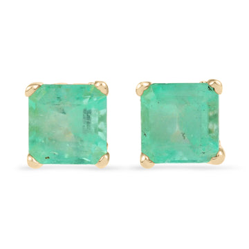 Huge 5.70tcw 18K Colombian Emerald Asscher Cut Natural May Birthstone Earrings