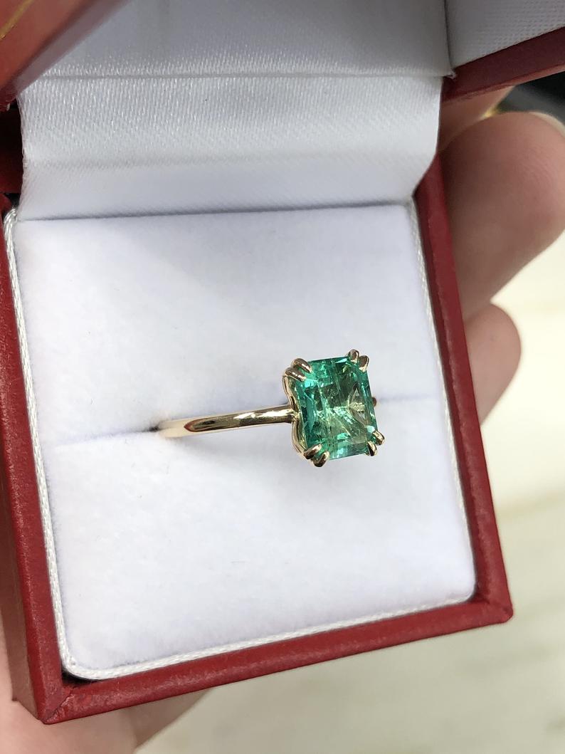 Prong Colombian Emerald Solitaire 14K
