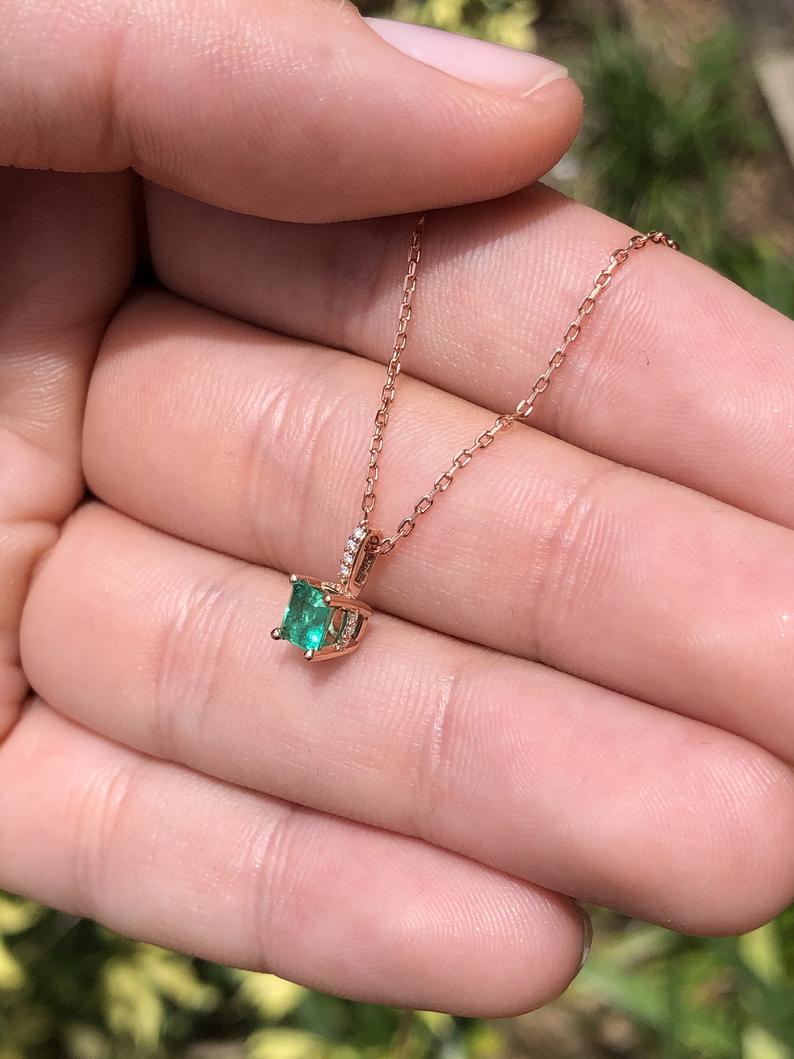 Natural Emerald & Diamond Accent 