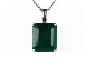 4.75 Carat Emerald Natural May Birthstone Four Prong Necklace