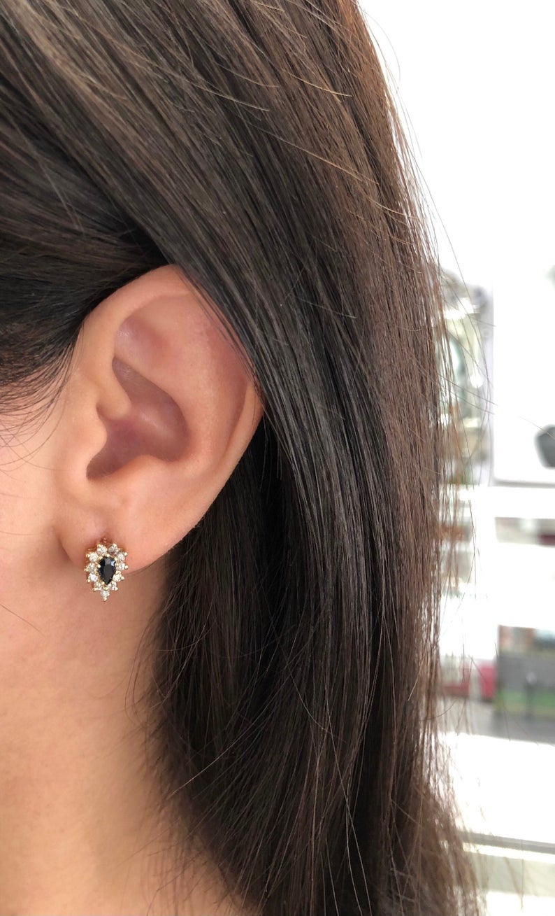 Cngstar Fashion Earrings Rhinestone Metal Gems Stud Earrings for Women Accessories Jewelry (Black)