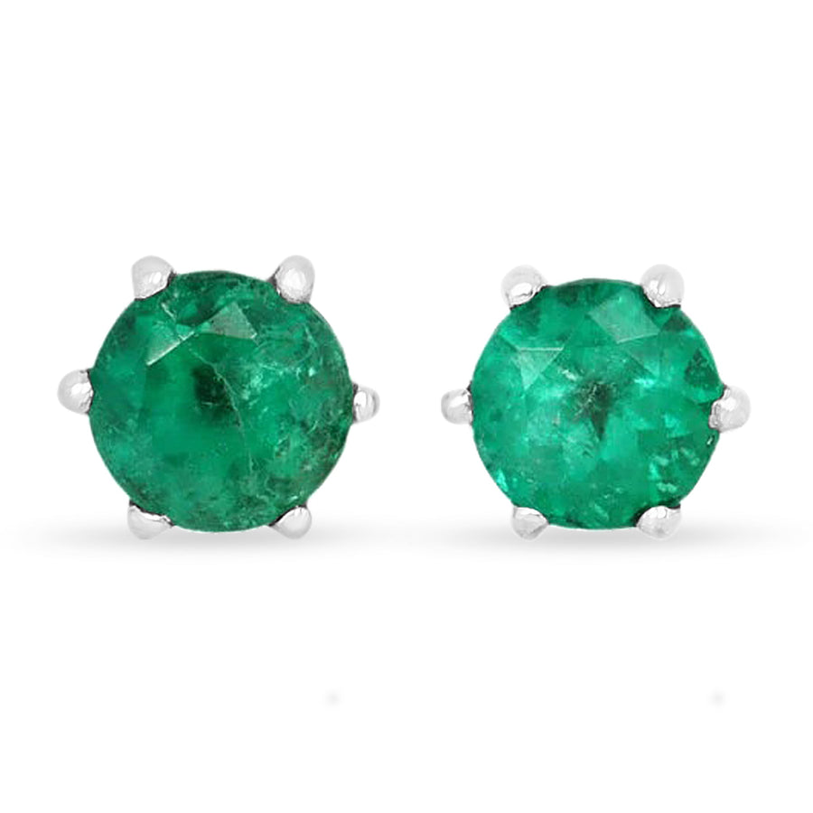 Custom ring and 1.0tcw Six Prong Round Emerald Stud Earrings 14K