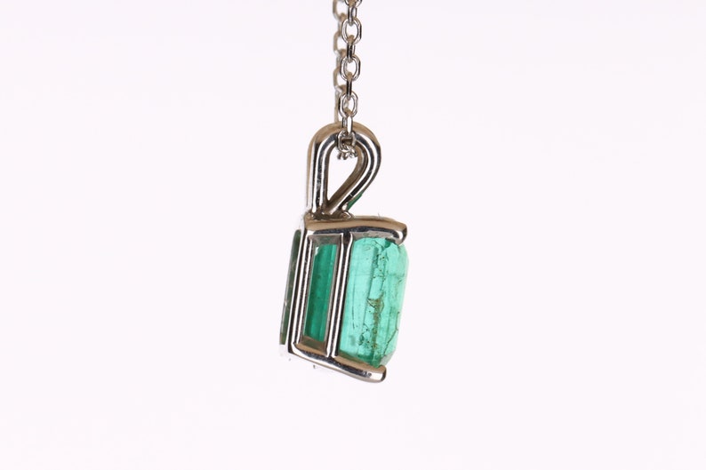  14K Colombian Emerald Cut Solitaire Gold Pendant