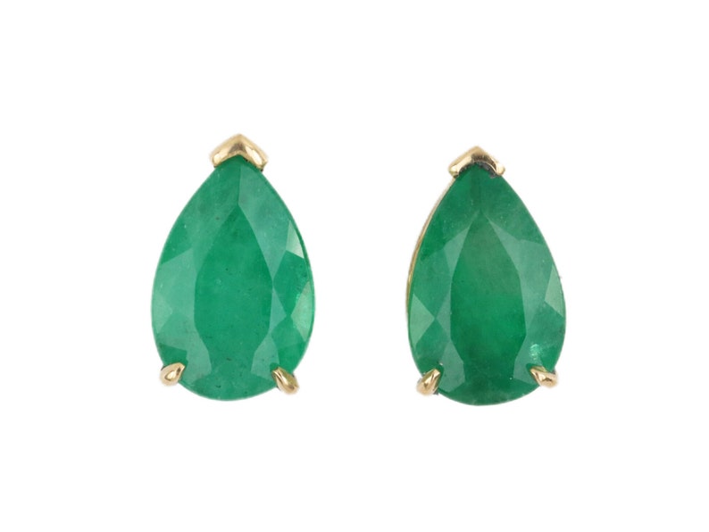 3.60tcw 14K Emerald Pear Cut Semi-Transparent Earrings