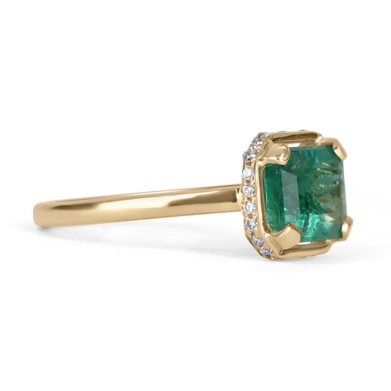 Colombian Emerald Cut Diamond Accent Solitaire Engagement Ring