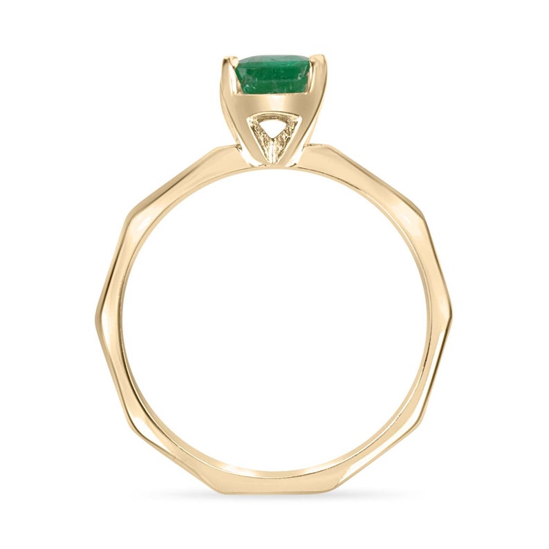 Radiant 14K Gold Ring with 1.05 Carat Emerald Solitaire - Timeless Charm