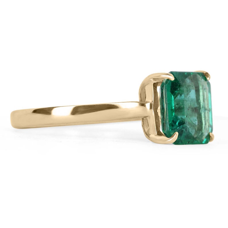  Emerald Asscher Cut Solitaire Gold Engagement Ring