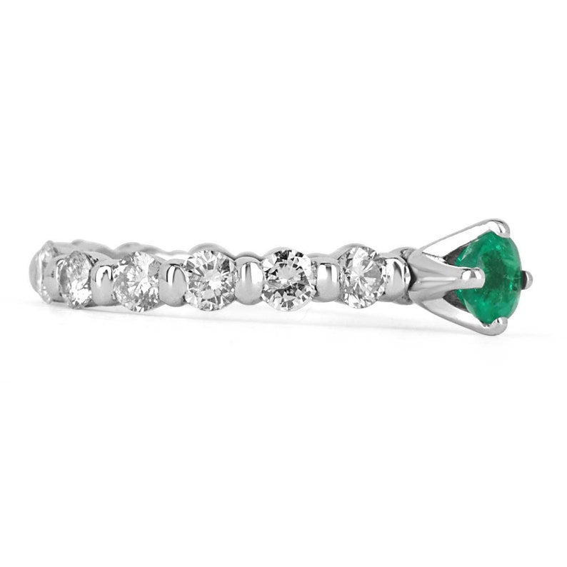 Dazzling Brilliance: 1.60tcw Natural Emerald & Diamond Accent White Gold Ring - A Shimmering Beauty