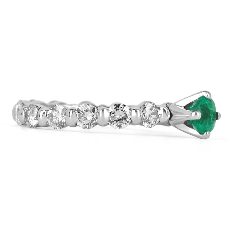 14K Natural Emerald & Diamond Accent White Gold Engagement Ring