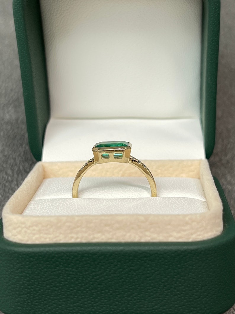 Radiant 14K Gold Ring with 1.15tcw Natural Emerald Cut & Diamond Shank Accents - Classic Charm