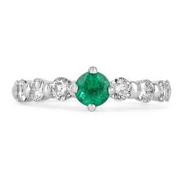 Natural Beauty: 1.60tcw Natural Emerald & Diamond Accent White Gold Engagement Ring - Elegance Defined