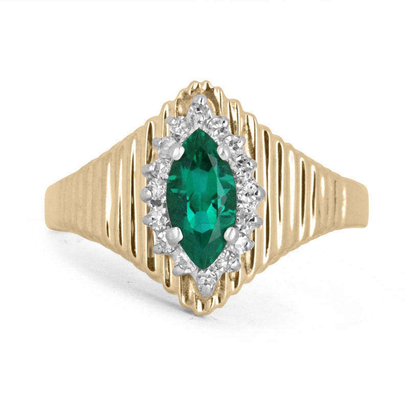 0.40tcw 14k Emerald & Diamond Marquise Cut Womens Cocktail Ring