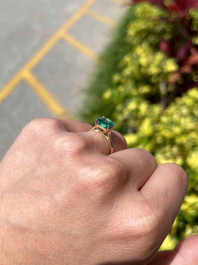  Emerald Solitaire Gold Engagement Ring