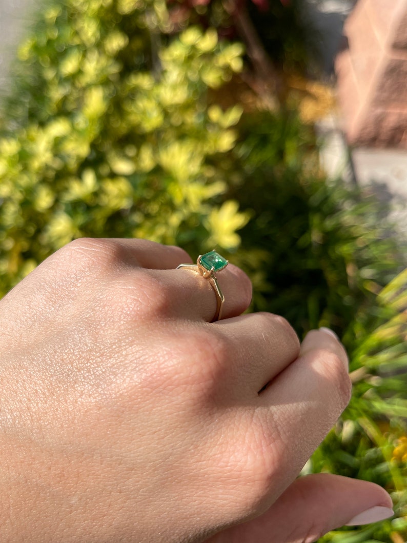 Chic and Sophisticated: 1.05 Carat Emerald Solitaire Yellow Gold Engagement Ring