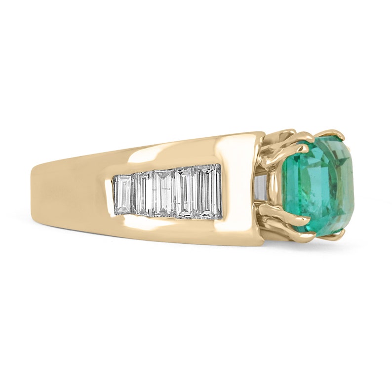 4.01tcw 18K Colombian Emerald Asscher  Diamond Ring