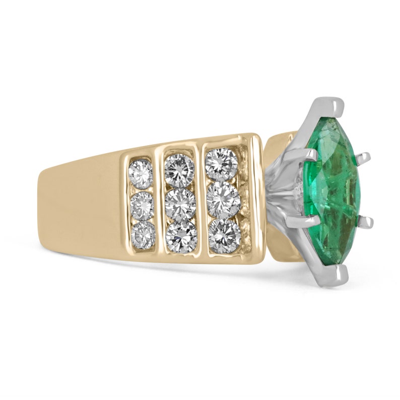 Colombian Emerald Marquise Diamond Cocktail Ring