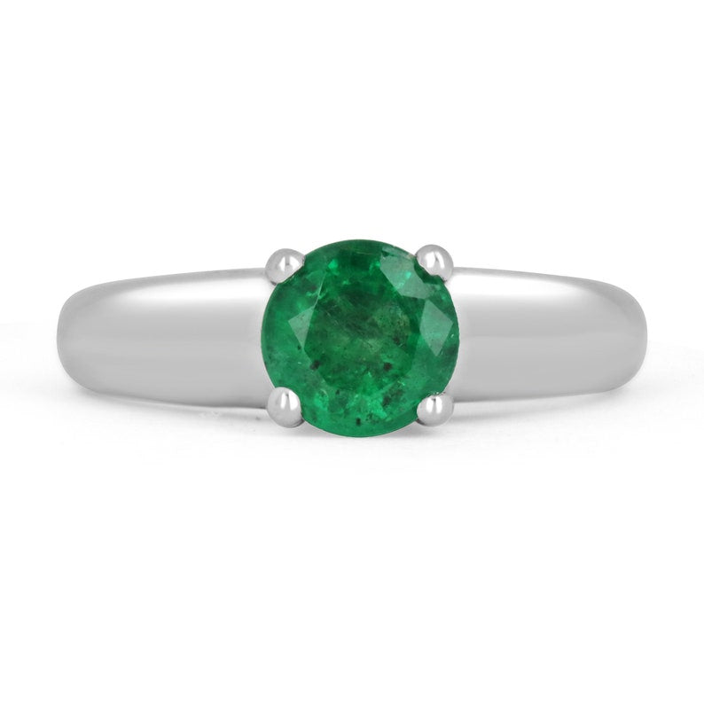 Natural Beauty: 1.32tcw Natural Emerald & Diamond Accent Round Cut Ring in 14K Gold
