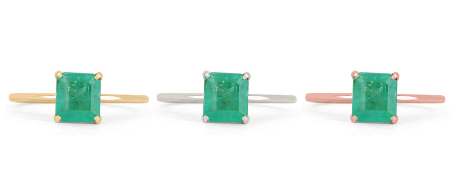 Chic and Timeless: 1.20cts Emerald Asscher Cut Dainty Solitaire in 14K Gold Ring