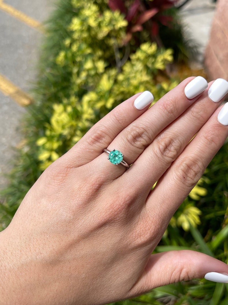 2.24cts Rich Sea Colombian Emerald Round Solitaire Classic Engagement Ring 14K - JR Colombian Emeralds