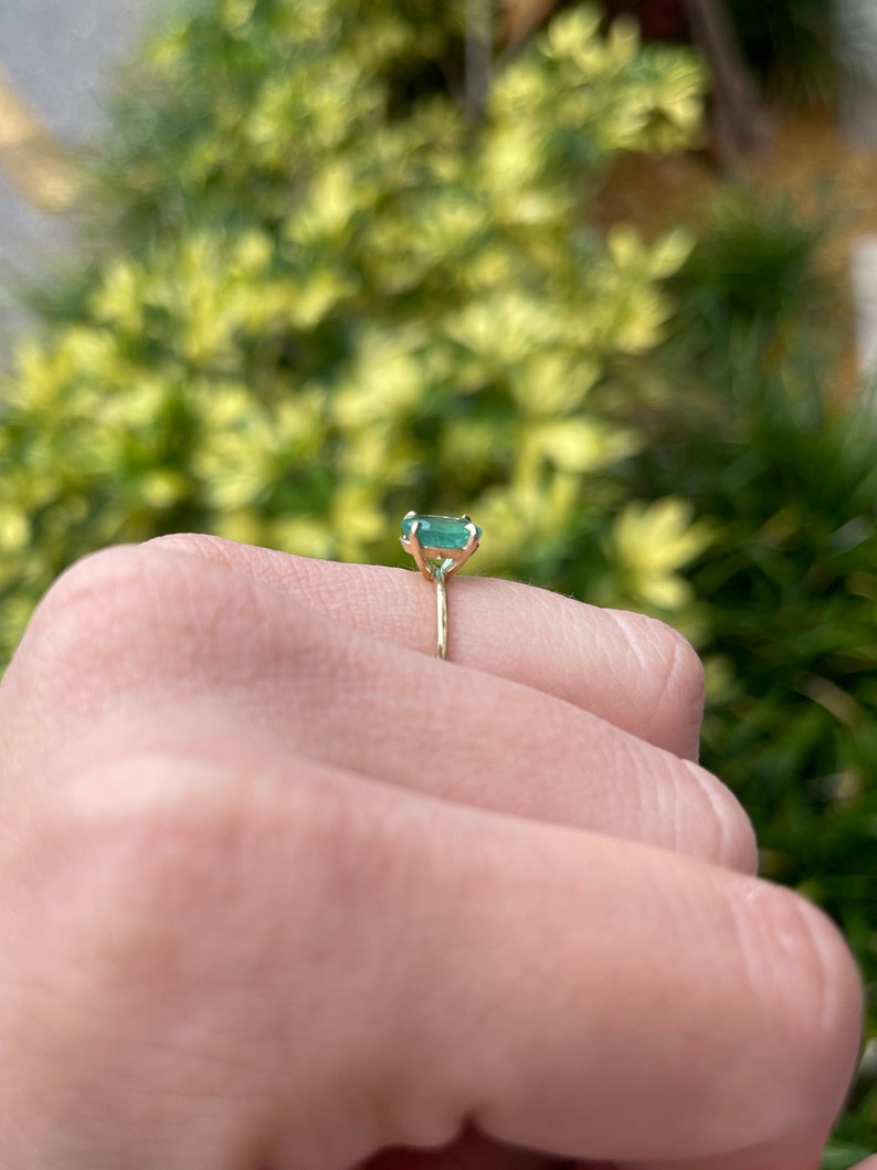 Timeless Beauty in a Gift: 1.30cts Dainty Emerald Oval Cut Solitaire 14K Gold Ring