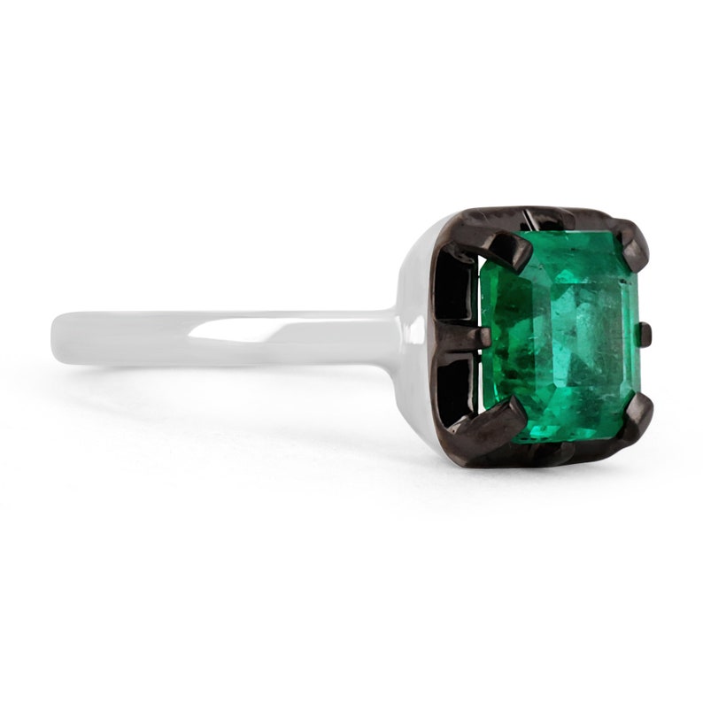Colombian Emerald Asscher Cut 8-Prong Solitaire Ring