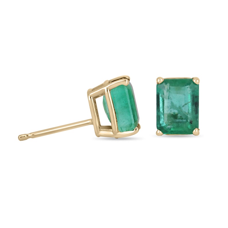 Natural Emerald Cut Studs Earrings