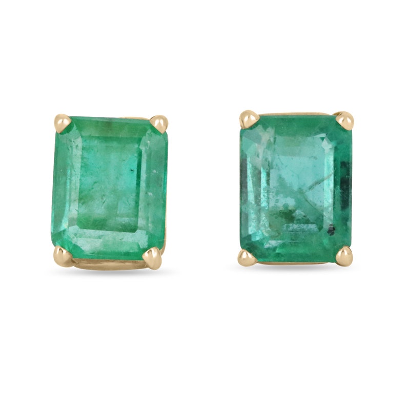 Emerald Cut May Birthstone Stud Earrings