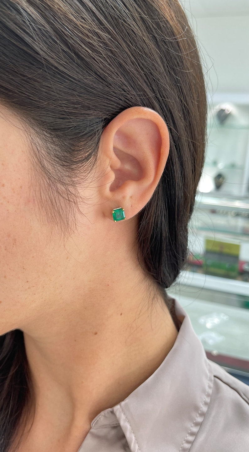 Classic Square Emerald Earrings