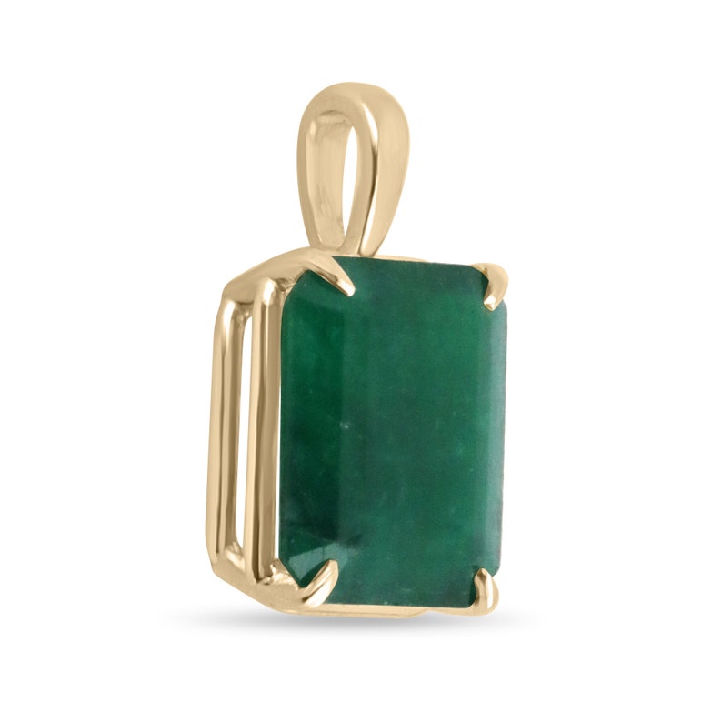 14K Solitaire Emerald Necklace