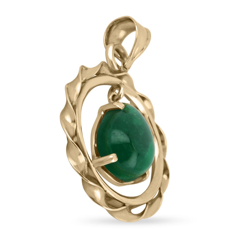  Pear Cut Emerald Cabochon Pendant