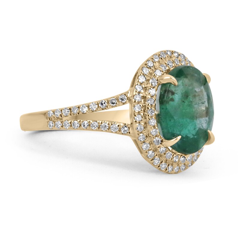 Emerald and Diamond Halo Ring