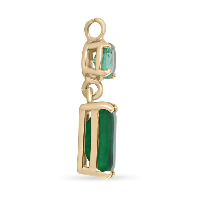 Emerald Cut & Round Cut Gold 4Prong Pendant