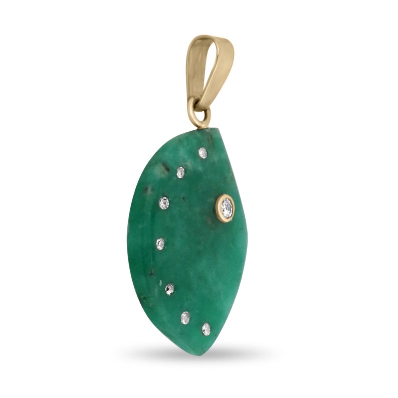 14K Irregular Emerald Rough Gold Pendant