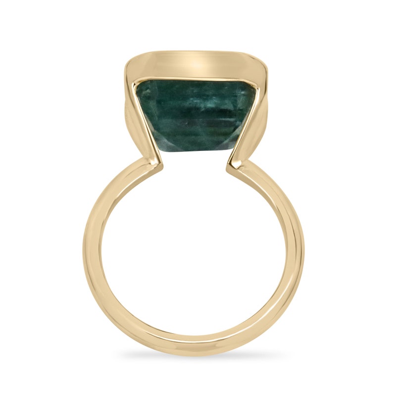 Emerald-Asscher Cut Solitaire Gold Ring