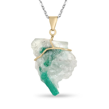 Emerald Crystal Gold Rough Pendant Necklaces