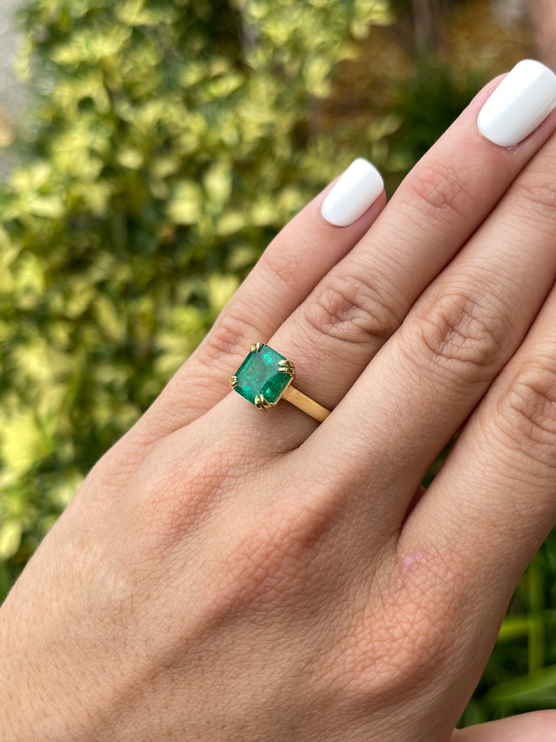 Emerald-Asscher Cut Solitaire Ring
