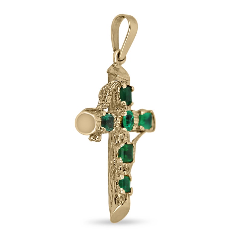 14K Religious Emerald Cross Necklace