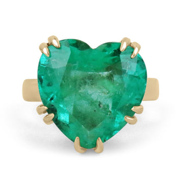 Emerald Heart Cut Solitaire Gold Ring