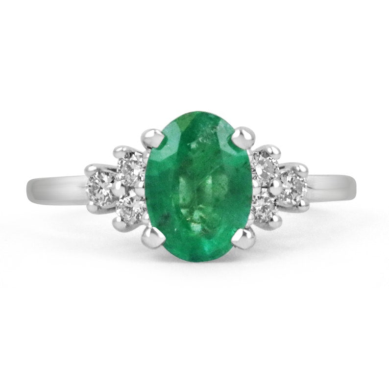 Emerald Right Hand White Gold Ring