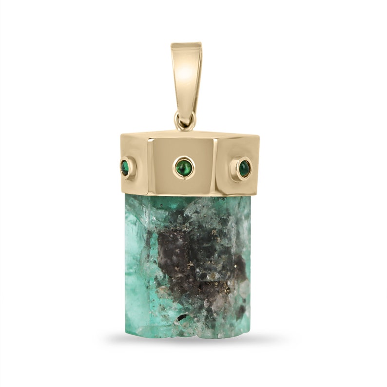 Mens Unique Single Terminated Emerald Crystal Pendant Necklaces