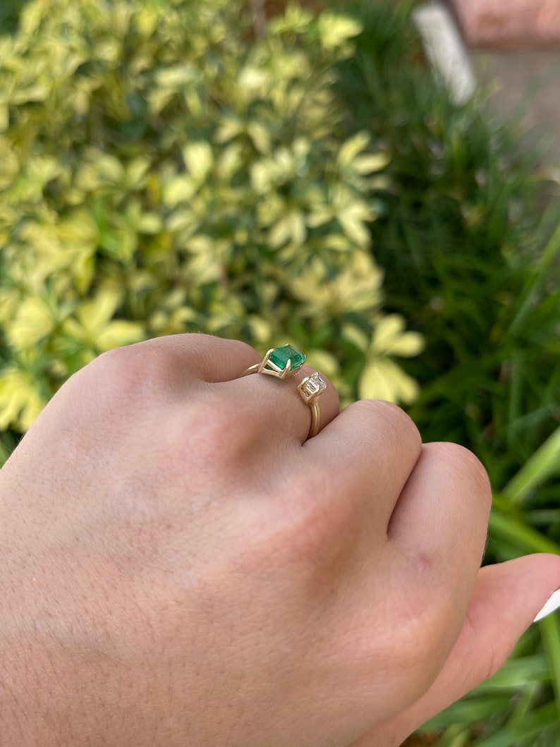 2.06tcw 18K AAA Top Grade Emerald & Diamond Toi Et Moi Two Stone Engagement Ring